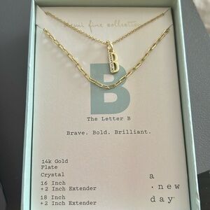A New Day Women's Necklace 14k Gold Plated Monogram Letter B - NEW IN BOX
